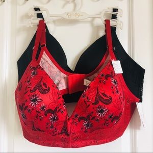 Jessica Simpson 2 pack full figure wirefree lace bra extra comfort plus size 42D